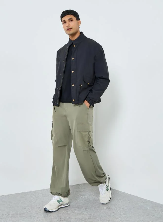 Styli Men Relaxed Solid Zip-Up Jacket